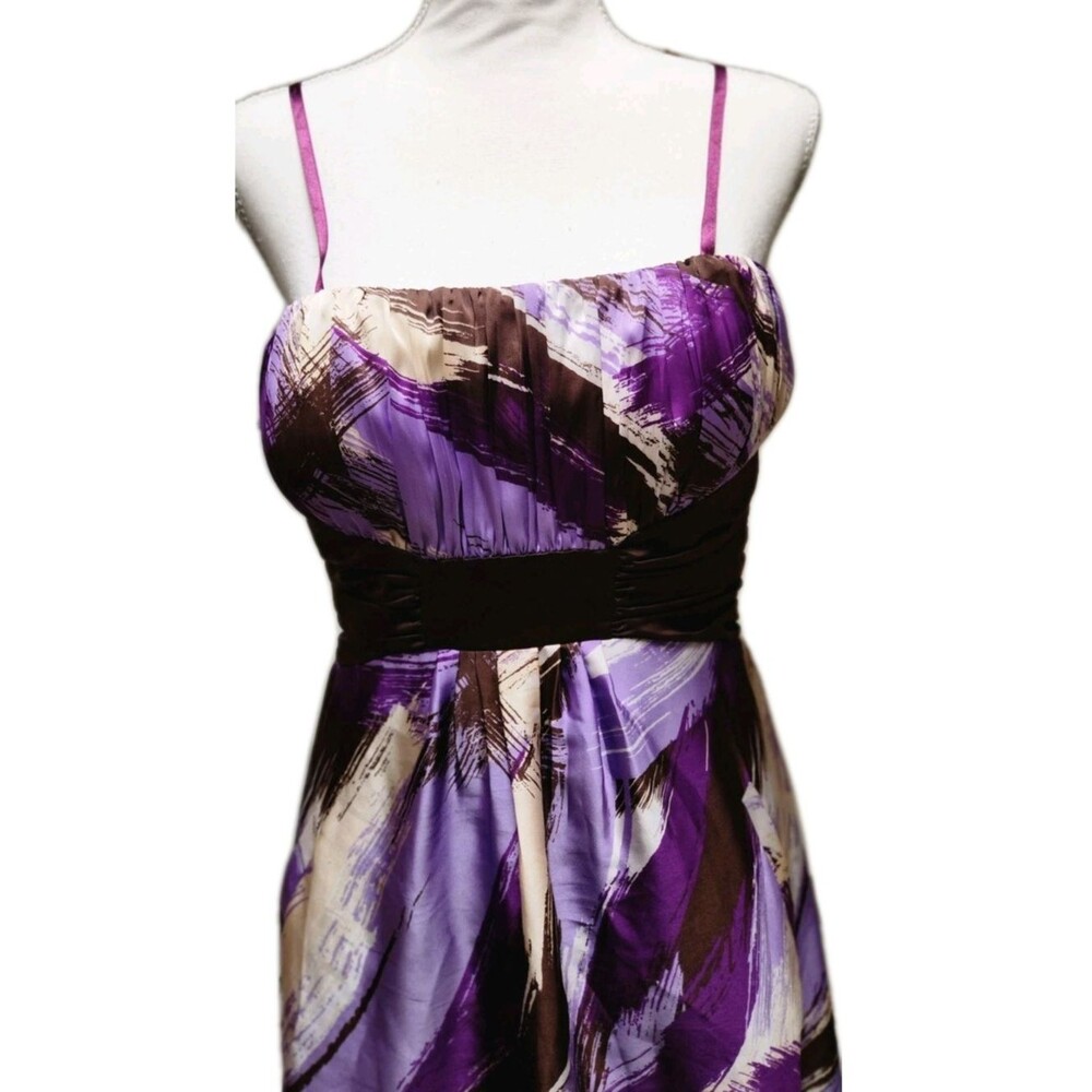 Y2K Max and Cleo Purple Cocktail Party Strapless Ruched Satin Pockets Dress Sz 6 - Picture 3 of 11